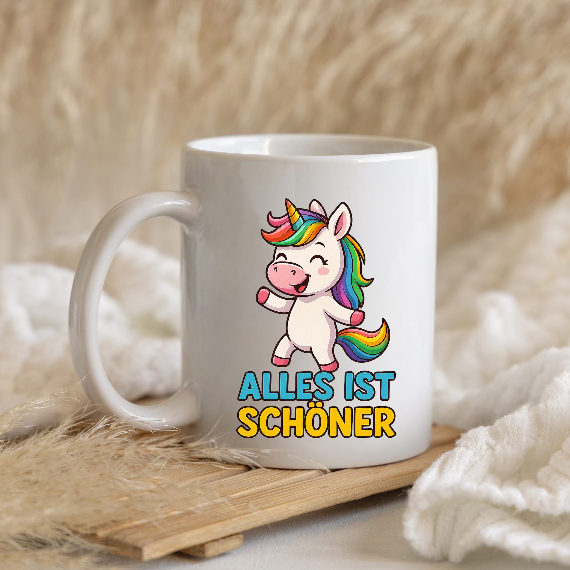 Tasse – Alles ist schöner – Süßes Einhorn Design