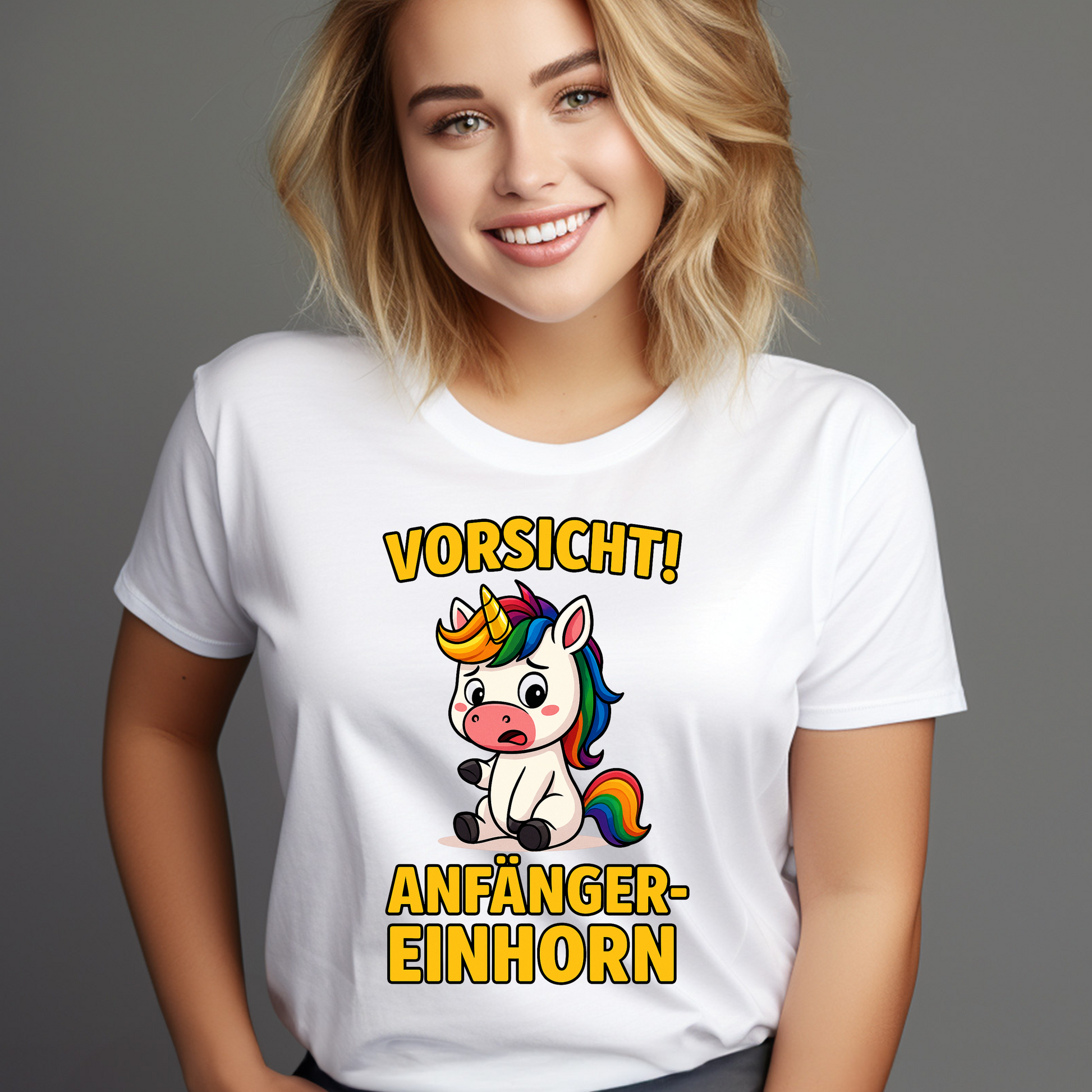 T-Shirt – „Vorsicht! Anfänger-Einhorn“ – Lustiges Einhorn Shirt