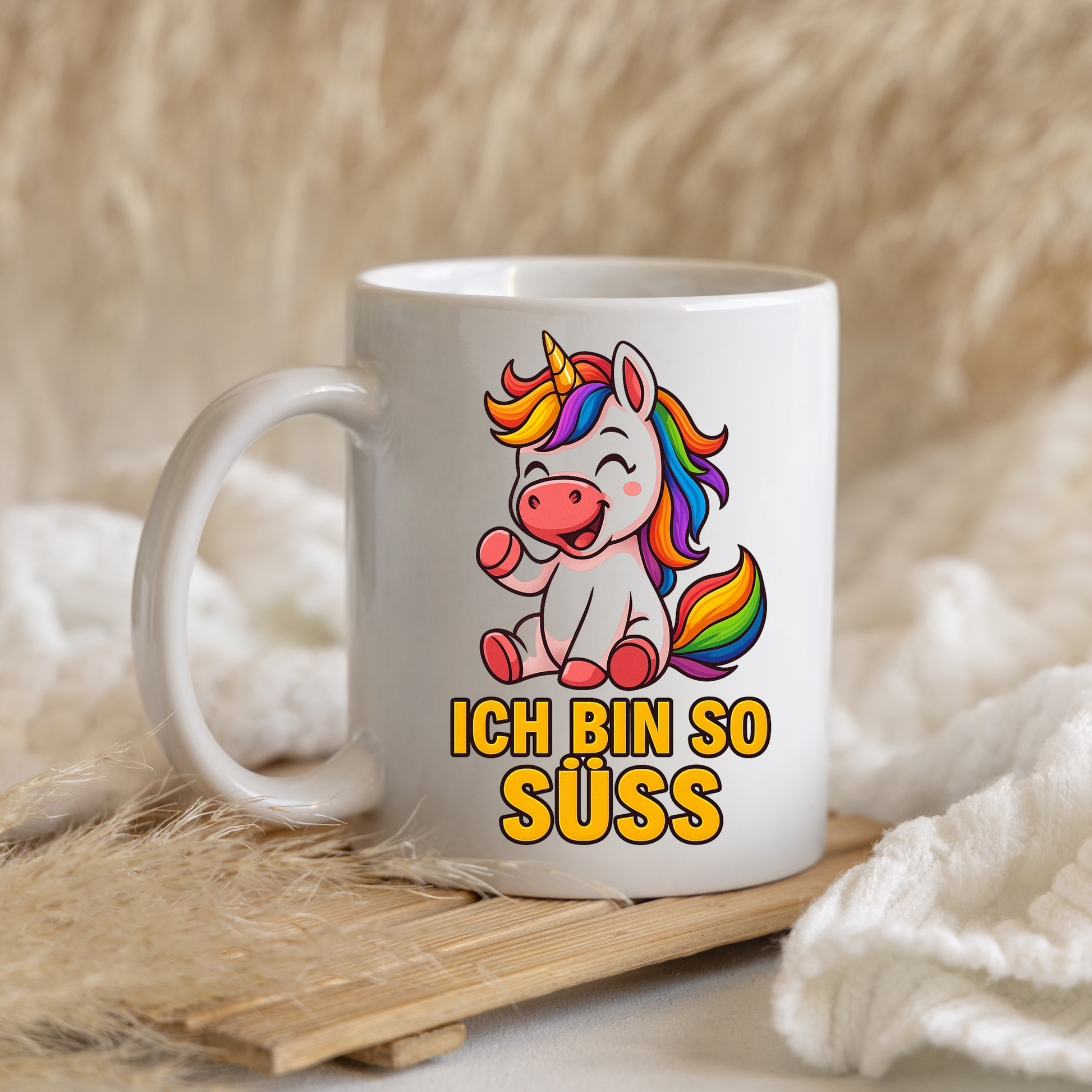 Tasse – Ich bin so süß – Einhorn Design mit Regenbogen