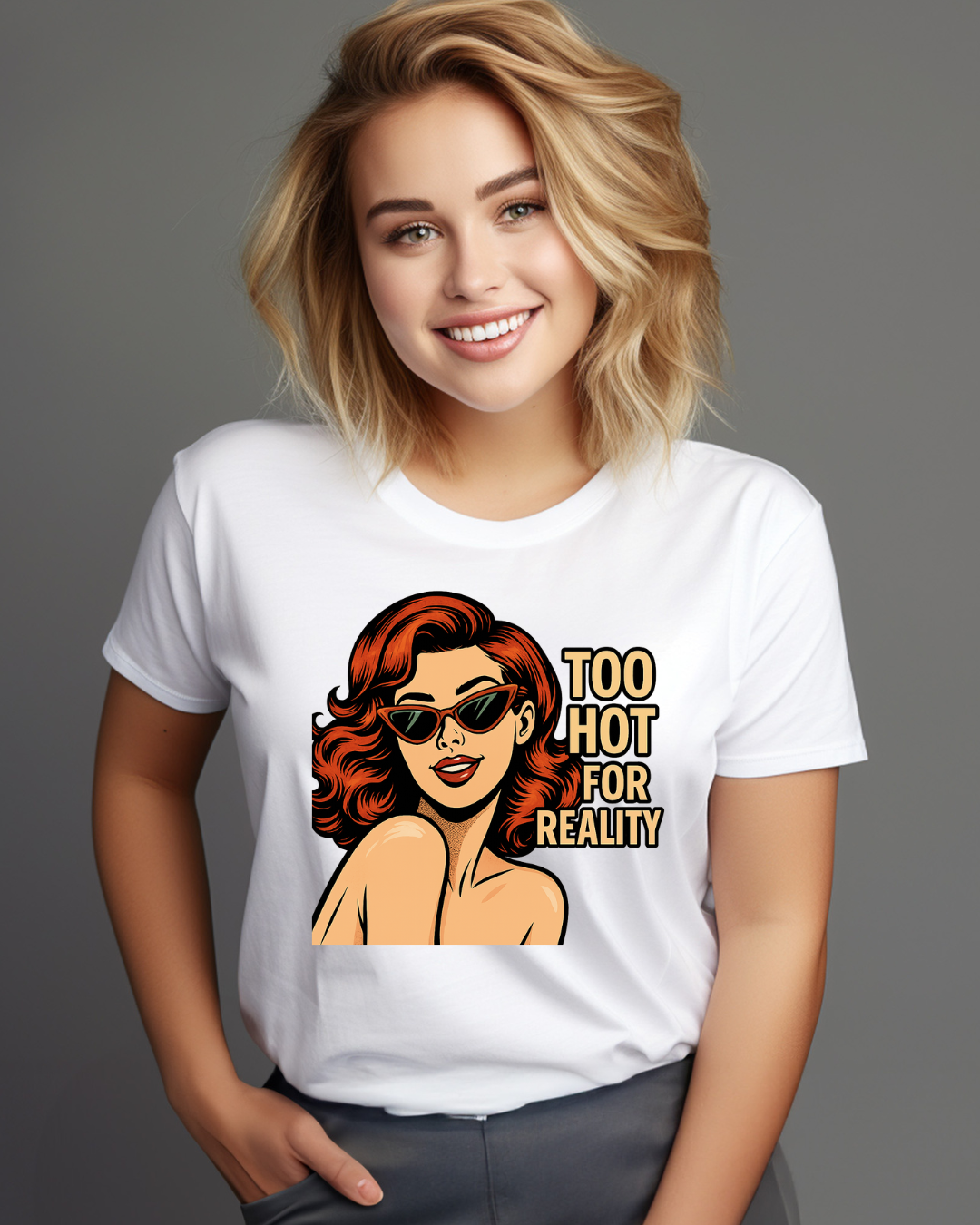 TOO HOT FOR REALITY – Pop up Girls T-Shirt | Retro Comic Shirt | Sublimation Print