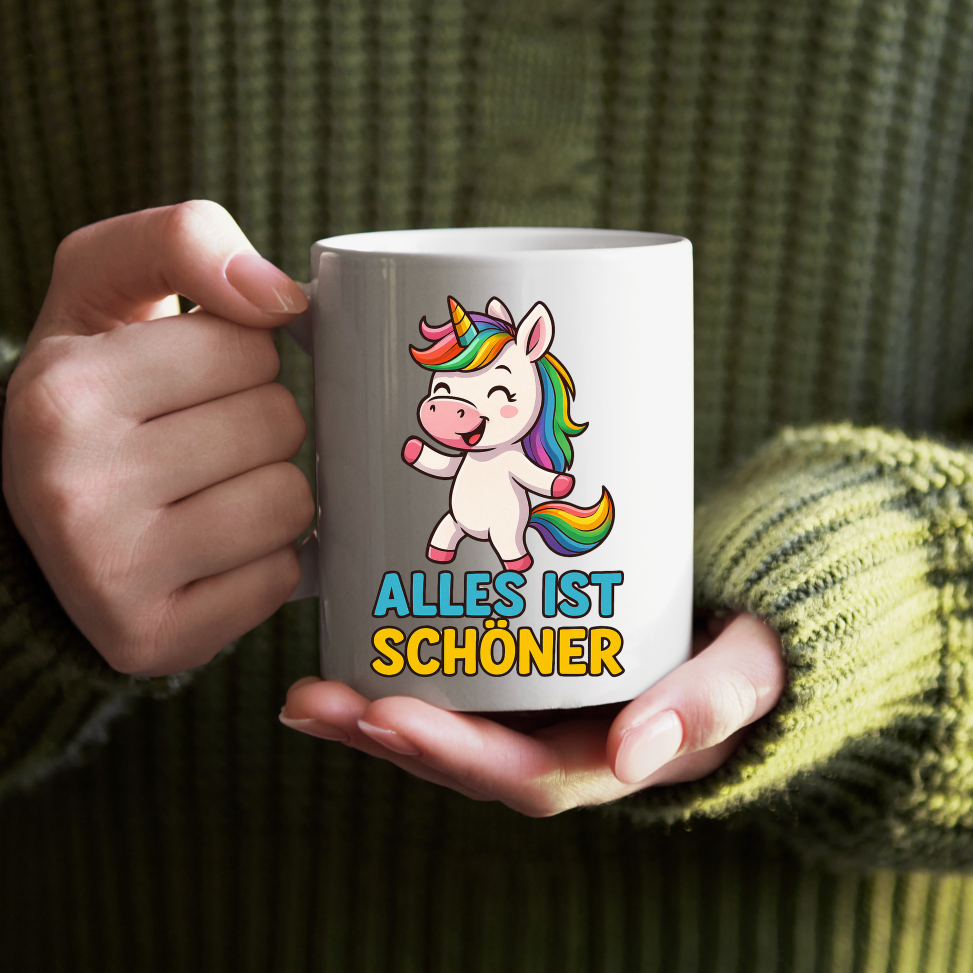 Tasse – Alles ist schöner – Süßes Einhorn Design